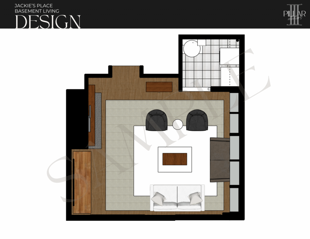 basement floor plan designed by interior designer