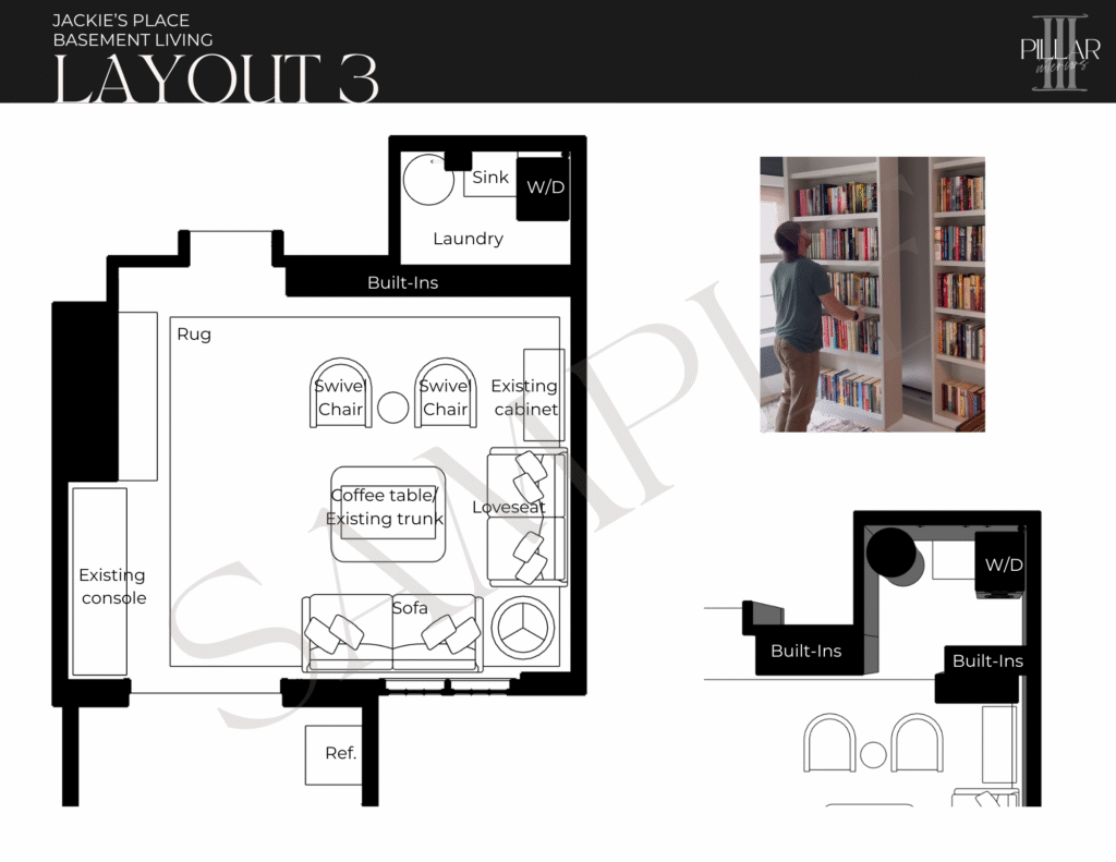 room layout designed by an interior designer for a more functional basement
